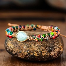 Amazonite Sea Sediment Beaded Handmade Healing Chakra Reiki Women Bracelet Gifts