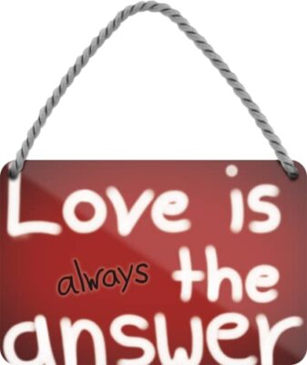 Blechschild Schöner Spruch  Love is The Answer  Deko Liebe Glück Leben Motivatio
