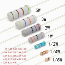 Carbon Film Resistor  5 1/6W 1/4W 1/2W 1W 2W 3W 5W Range of Values 1K  -9.1K  