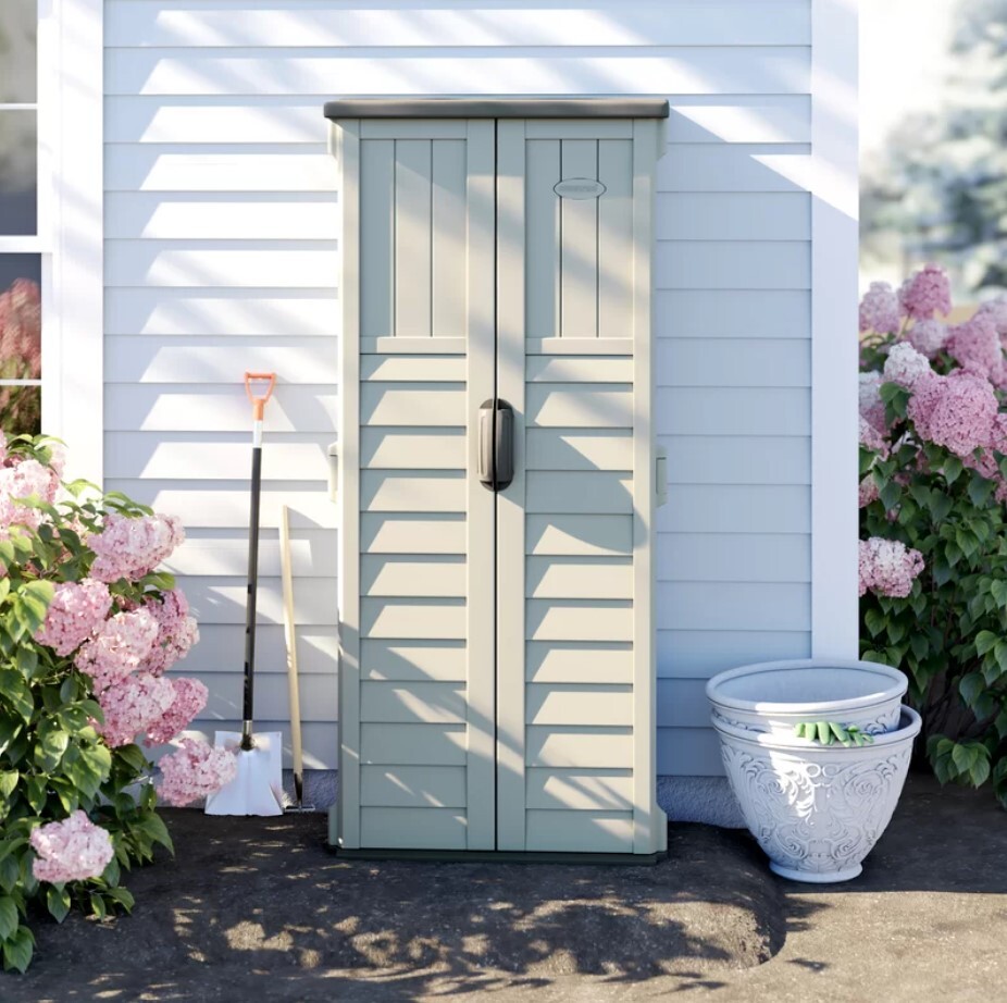 Outdoor Vanilla- 2 ft 8-1/4". W x 2 ft 1-1/2". D Plastic Vertical Tool Shed- BMS