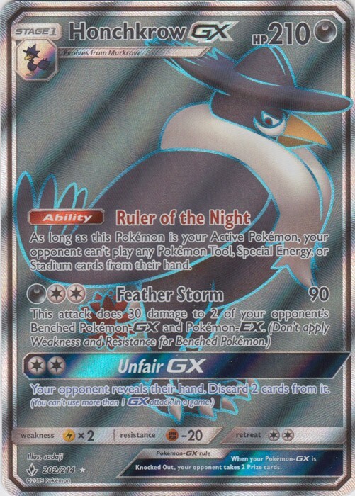 Honchkrow GX (Full Art) 202/214 Ultra Rare SM - Unbroken Bonds Pokemon TCG