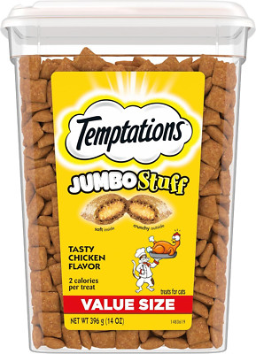 Jumbo Stuff Crunchy and Soft Cat Treats, Tasty Chicken Flavor, 14 Oz. Tub, (Pack