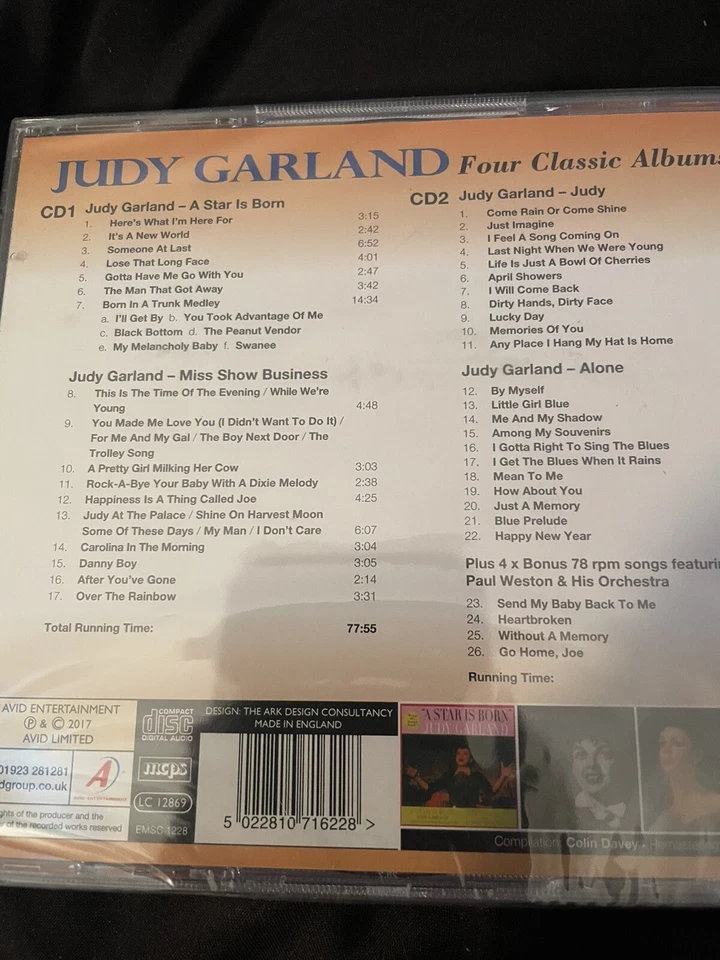 JUDY GARLAND - Four Classic Albums Plus SEALED CD 2 Disc Set 43 Songs Foto 2 de 2