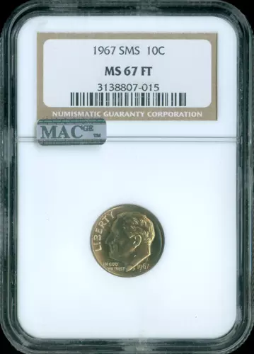 1967 ROOSEVELT DIME NGC MS67 FT SMS MAC QUALITY✔️