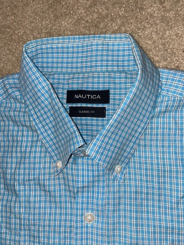 NAUTICA MEN'S DRESS SHIRT LONG SLEEVE SIZE XL Blue **Buy 1 get 1 FREE** Striped - Picture 8 of 12