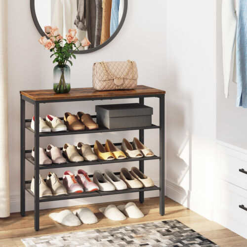 4 Ebenen Schuhregal Schuhablage Schuh-Organizer mit 3 Metallgitterregalen - Bild 5 von 8
