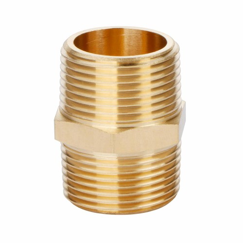 U.S. Solid Brass Pipe Fitting, 3/4" x 3/4" NPT Male, Hex Nipple, 1pc