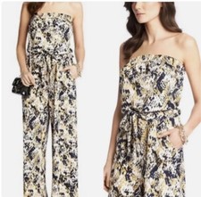 Diane von Furstenberg Ani Silk Animal Print Strapless Jumpsuit size 0