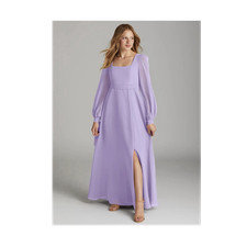 Azazie Junior Lilac Chiffon Long Sleeve Bridesmaid Dress Custom Size
