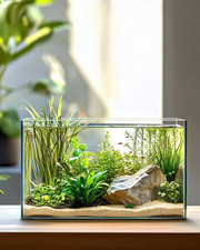 10 Gallon Ultra Clear Rimless Glass Fish Tank, Easy to Maintain Small Aquarium f