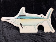 Guy Harvey Blue Marlin Metal Sign 17.75" x 9" Fish Decor -- Faded but cool!