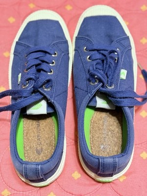 Low Top Shadow Blue Canvas tennis deck loafer shoes Sz 7.5 Women EUC CARIUMA Ora