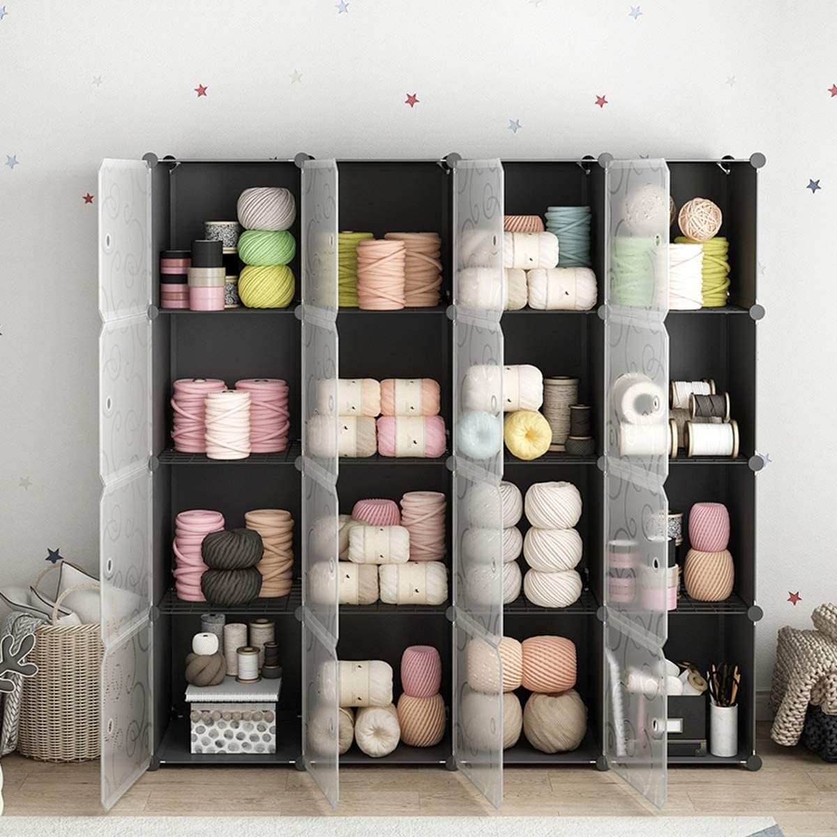 16 Cube Storage Organizer,Portable Plastic Storage Cabinet,Closet.Stackable C...