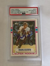 1989 Topps Mark Rypien #253 On Card Auto PSA Authentic Auto 10 Super Rookie. rookie card picture