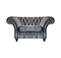 Grauer Chesterfield Sessel Exklusiver Lehnsessel Wohnzimmer Einrichtung
