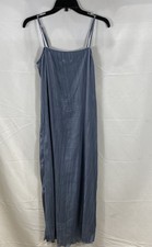 Madewell Women's Blue Plisse Cami Midi Dress Pleated Spaghetti Strap Size 4