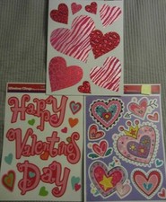 VALENTINE'S DAY WINDOW CLINGS DECORATIONS LOT OF 3 SHEETS