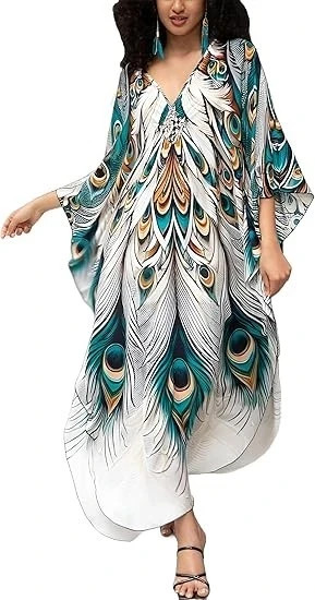 Women's Plus Size Kaftan Dress – Plus Size Maxi Dress Moo Moos Beach Cover Up,