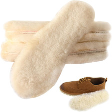 2Pairs Sheepskin Insoles Women'S Premium Thick Wool Fur Fleece Inserts Cozy  Fl