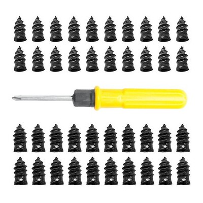 60Pcs Tire Repair Rubber Nails Tyre Puncture Repair Screws Kit w/ Screwdriver