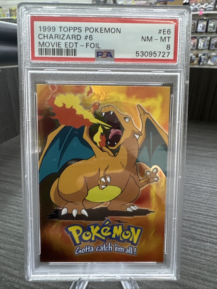 1999 Topps Pokemon Charizard #E6 Movie Edition Rainbow Foil Card PSA 8 1999 Topps Pokemon Charizard #E6 Movie Edition Rainbow Foil Card PSA 8