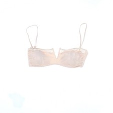 Sanctuary Women's Mesh V-Wire Bandeau Bikini Top Swim White Sand X-Large New