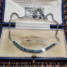 925 Sterling Silver Bracelet, Natural Blue Diamonds Slider Bracelet, 0.850ct