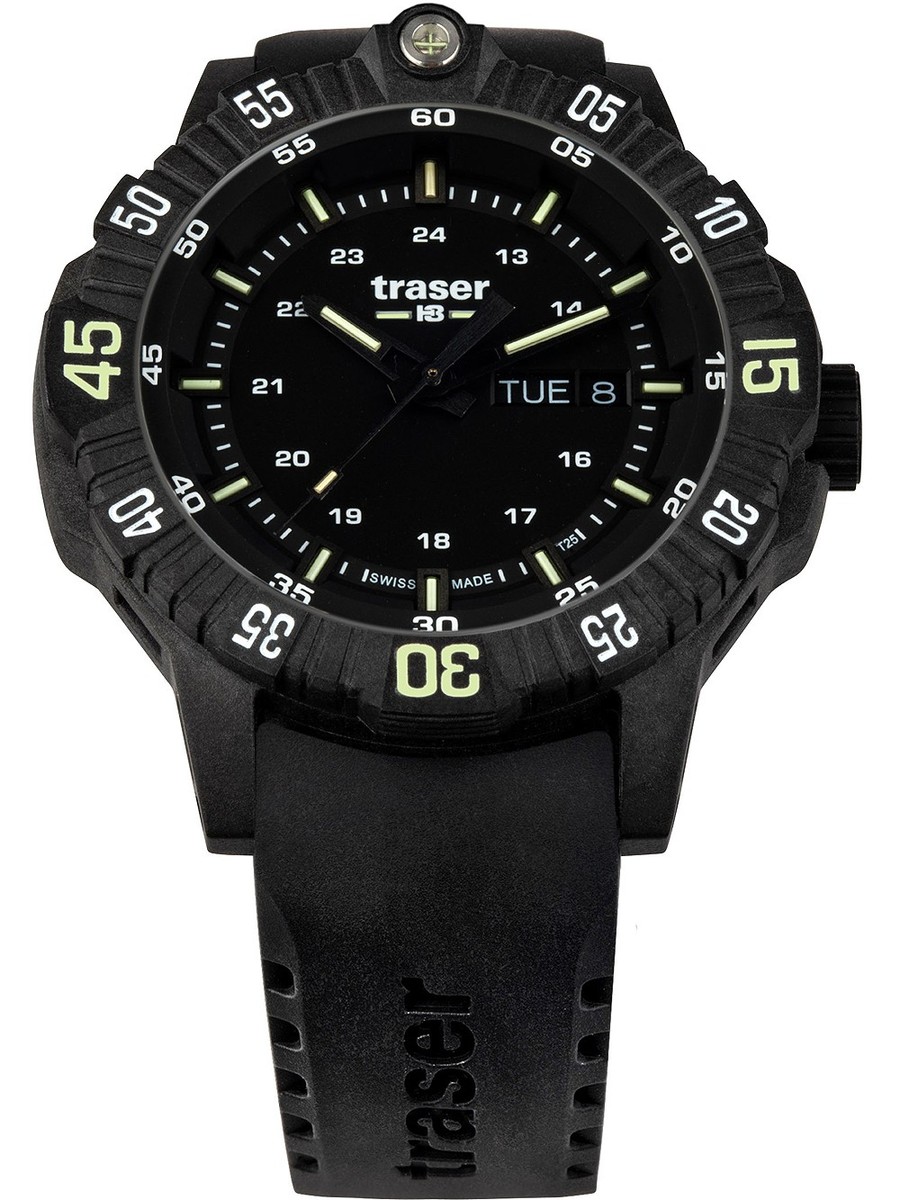 TRASER H3 時計 Traser H3 110723 P99 Q Tactical Black Mens Watch 46mm 20ATM | eBay