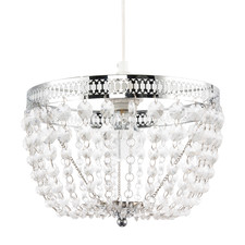 Traditional Vintage Chrome Pendant Lighting Shade with Clear Acrylic by Happy...