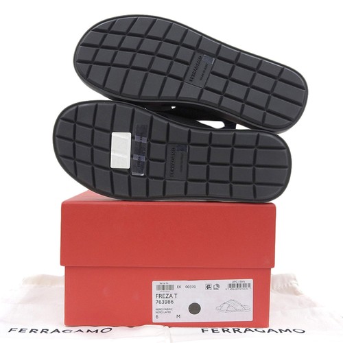 Salvatore Ferragamo Double Cross Band Flat Sandals Women's Black 6 pumps 6 black - Picture 2 of 6