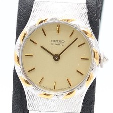 Good condition Running Seiko Quartz 1400 0630 QZ Gold Dial Ladies Wristwatch NSK