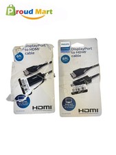 Lot of 2 Philips Audio/Video Display Port to HDMI Cable Adapter Full HD 1080p 4K