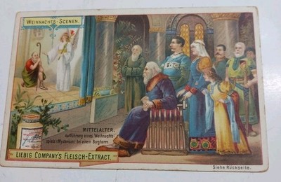 Liebig Company Trade Card   Christmas Scene  Mittelalter  Germany   Writing...