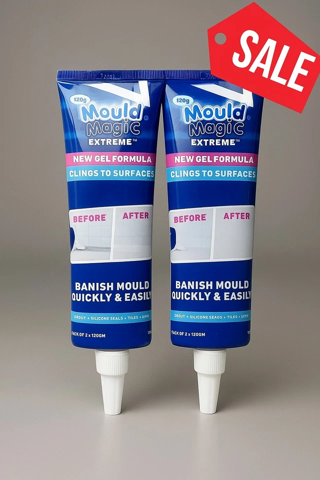 2xGENUINE MOULD MAGIC EXTREME GEL FORMULA 120G TUBE Eco TAPS SINKS GROUT Windows