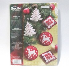 Bucilla Felt 6 Ornament Set 85337 Kit Sweater Knit Trees Deer 2006 Sealed