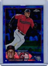 2023 Topps Chrome Sapphire #474 Myles Straw Cleveland Guardians