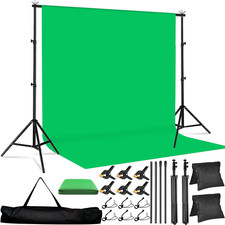 10X7 FT Green Screen Backdrop Kit with Stand, Portable Green Screen Background S