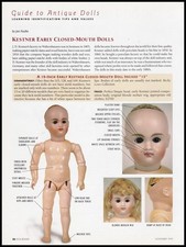 Kestner Closed-mouth dolls 2-page print article 1999 history ARTICLE ONLY