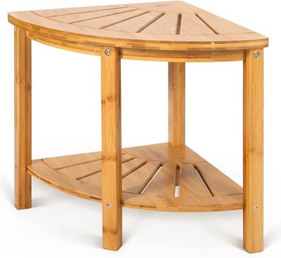 OasisCraft Bamboo Corner Shower Chair Waterproof, Shower Stool