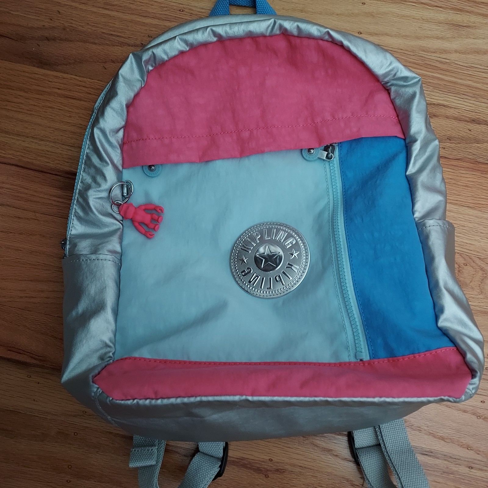 Kipling Backpack Used Large Silver Metallic - image 1