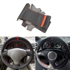 Cubierta de volante de cuero negro+rojo RS S4 2003-2005 A3 2000-2003 A4 para Audi A3 2000-2003
