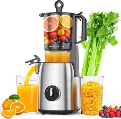 Cold Press Juicer, Juicer Machines 5.4'' Wide Feed Chute Slow Masticating Juice