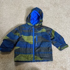 Columbia Kids Toddler Boy Omni-Heat Blue Green Insulated Hooded Coat Snow 2T
