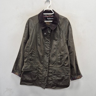 Barbour Beadnell Wax Waterproof Olive Green Country Regen Mantel Jacke Gr. UK 20