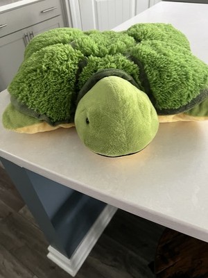 Pillow Pets Tardy Turtle 18  Green Plush 2010 Retired Stuffed Animal Foldable
