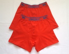 Image of MENS LONSDALE RED/BLUE BOXER SHORTS - PACK OF 2 - BUTTON FLY UNDERWEAR - SIZE S