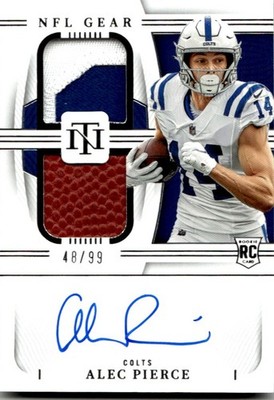 2022 Panini National Treasures Rookie NFL Gear Signature Combos Alec Pierce Auto