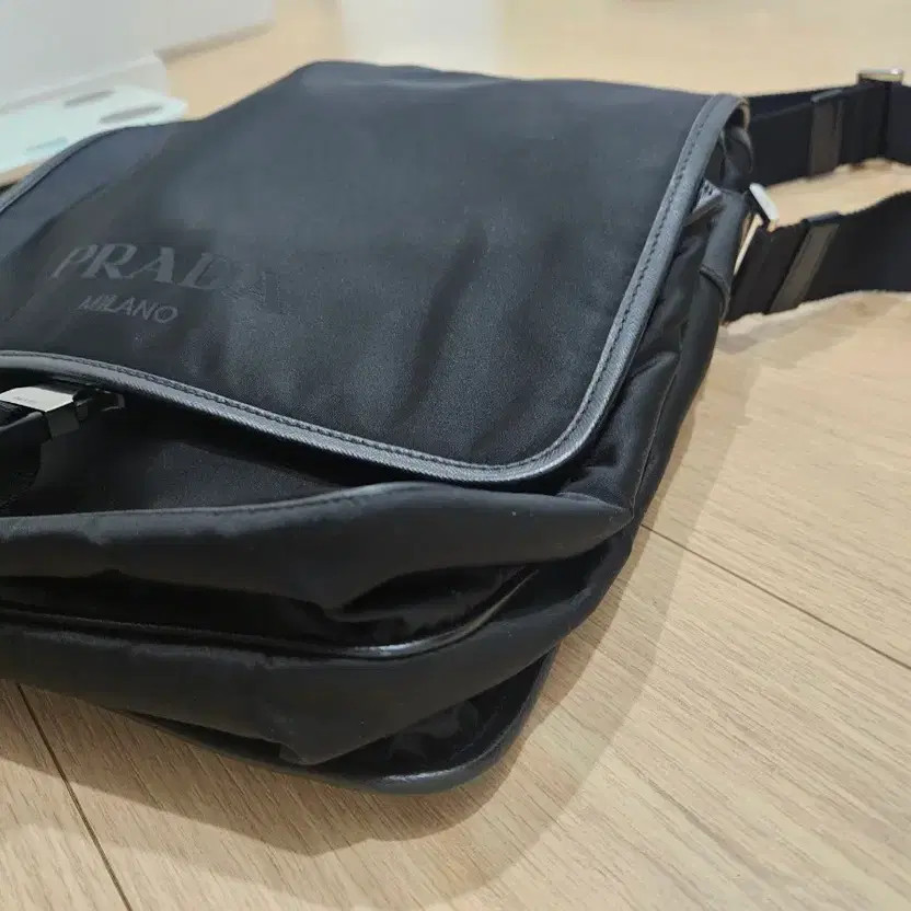 Prada Nylon Messenger Crossbody Bag Black Logo thumbnail 3
