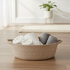 Cute 13  x 9  x 5  Cotton Rope Basket - Ideal...