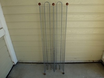 Vintage Gray Wire CD Tower Rack Stand Holds 120 CDs 38” Tall Y2K